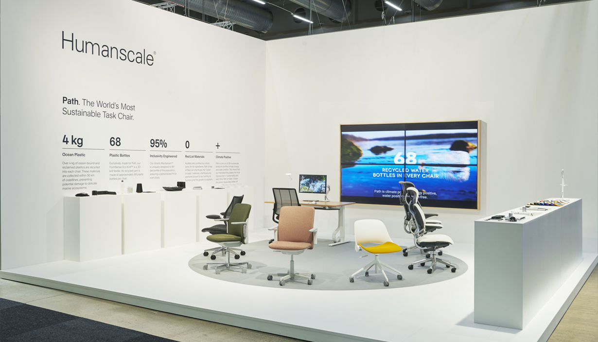 Products displayed at Humanscale's Stockholm stand